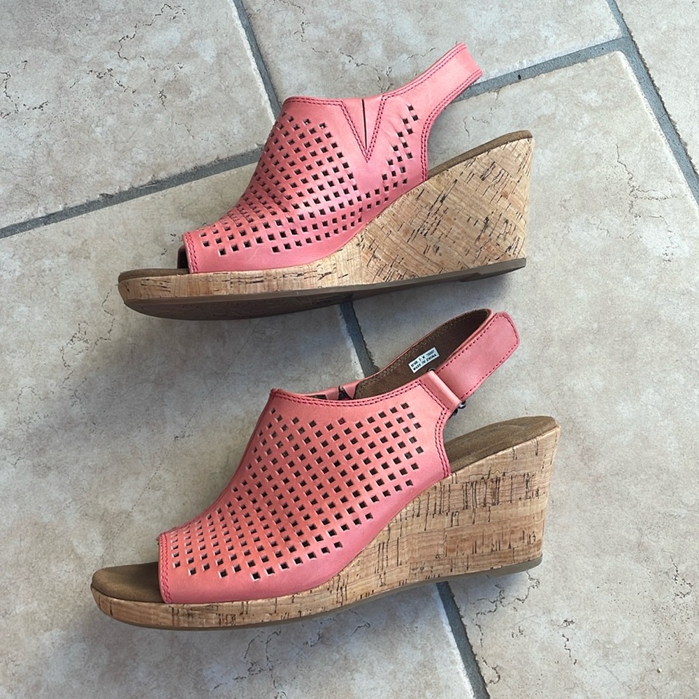 Coral Open Toed Wedge Sandal Heels